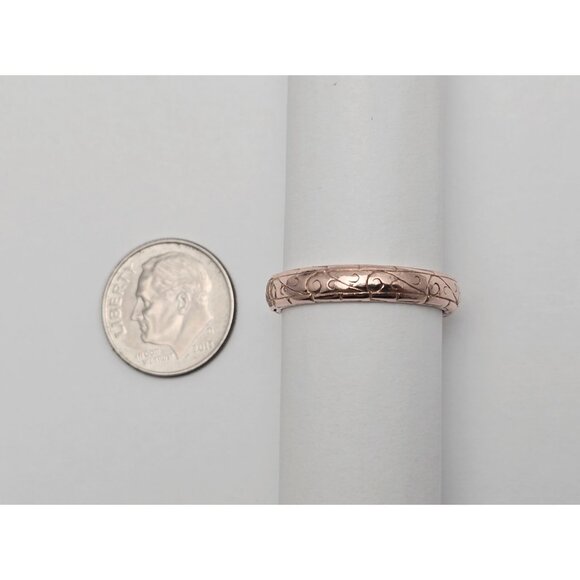 Beautiful 14K Karat Solid Rose Gold Designer Textured Wedding Ring Band - Size 8 - Picture 10 of 13